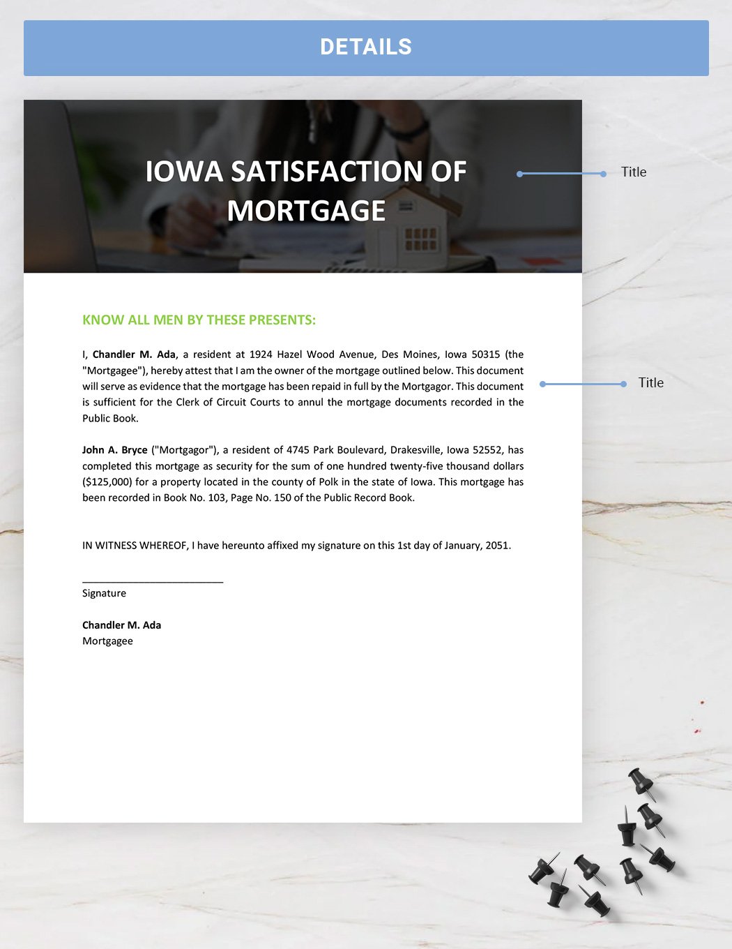 Iowa Satisfaction Of Mortgage Template