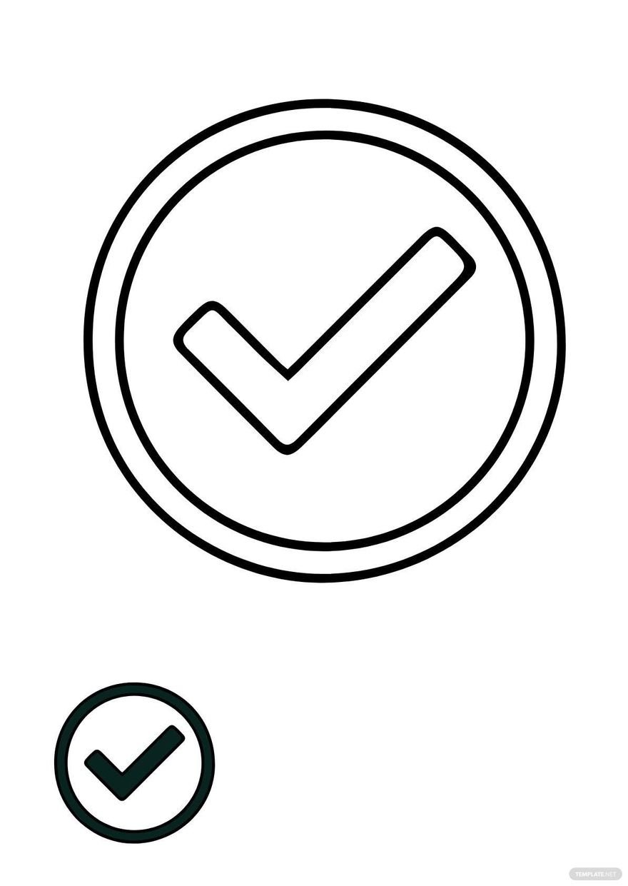 Free Check Mark Outline coloring page in PDF, JPG