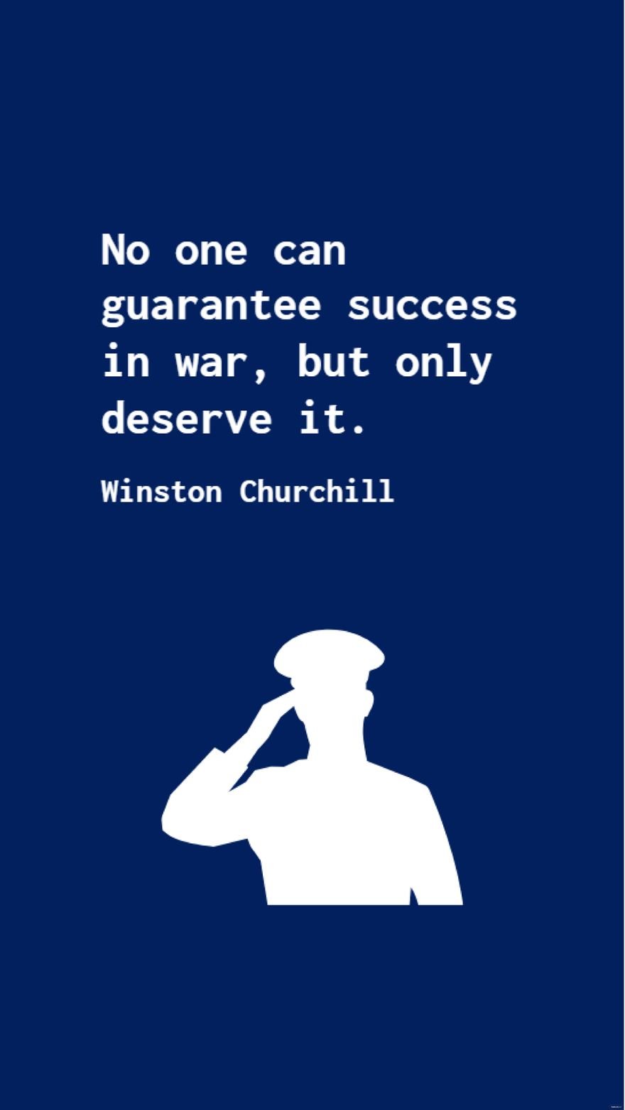 Winston Churchill - No one can guarantee success in war, but only deserve it.