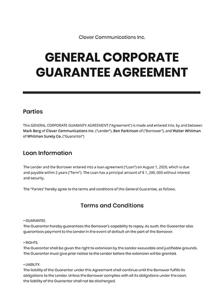 FREE Guarantee Agreement Template Download in Word Google Docs PDF