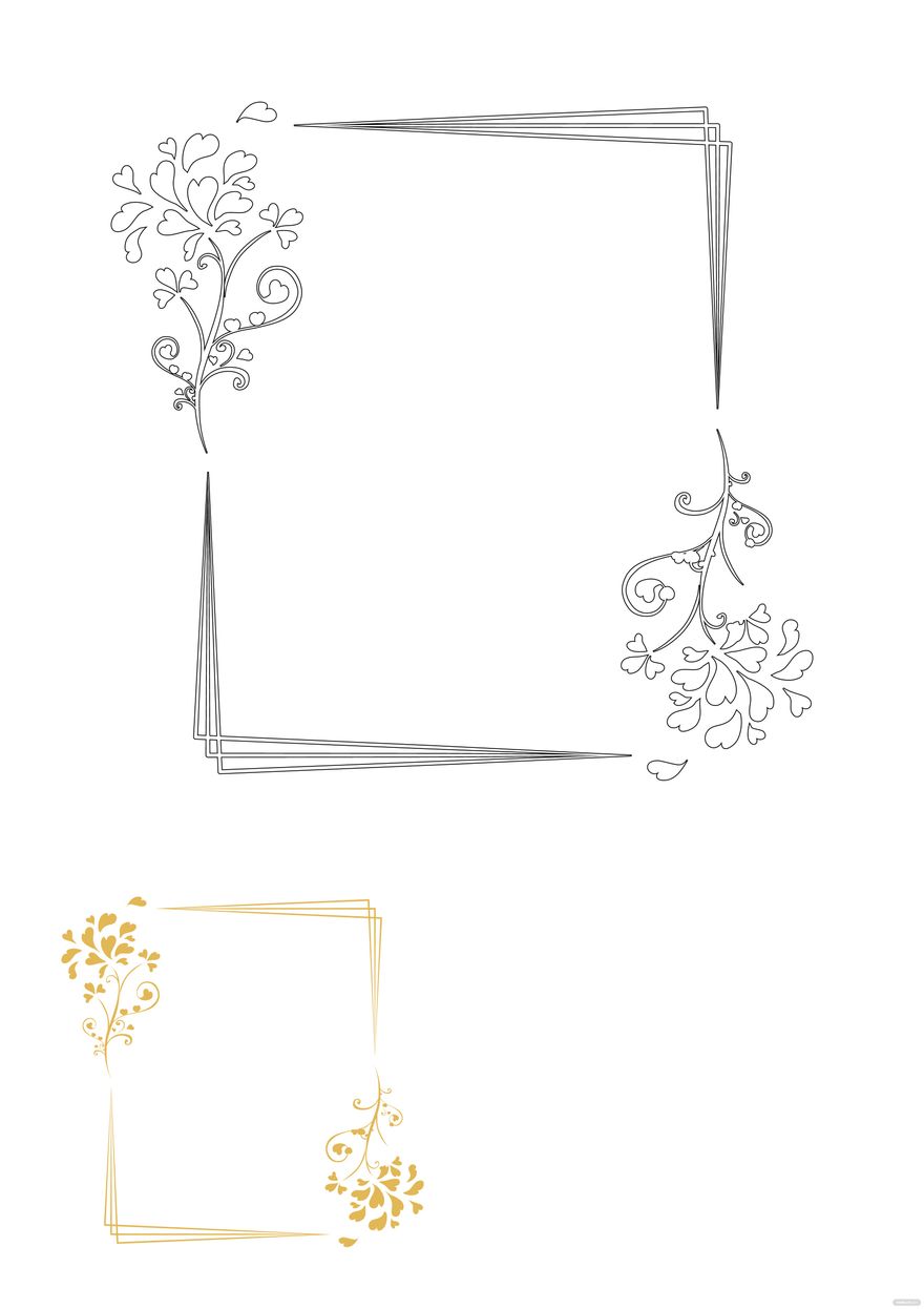 Free Floral Gold Frame Coloring Page