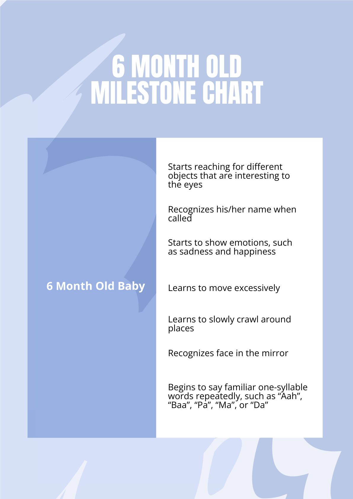 6 Month Old Milestones Chart Pdf Template Net Vrogue co
