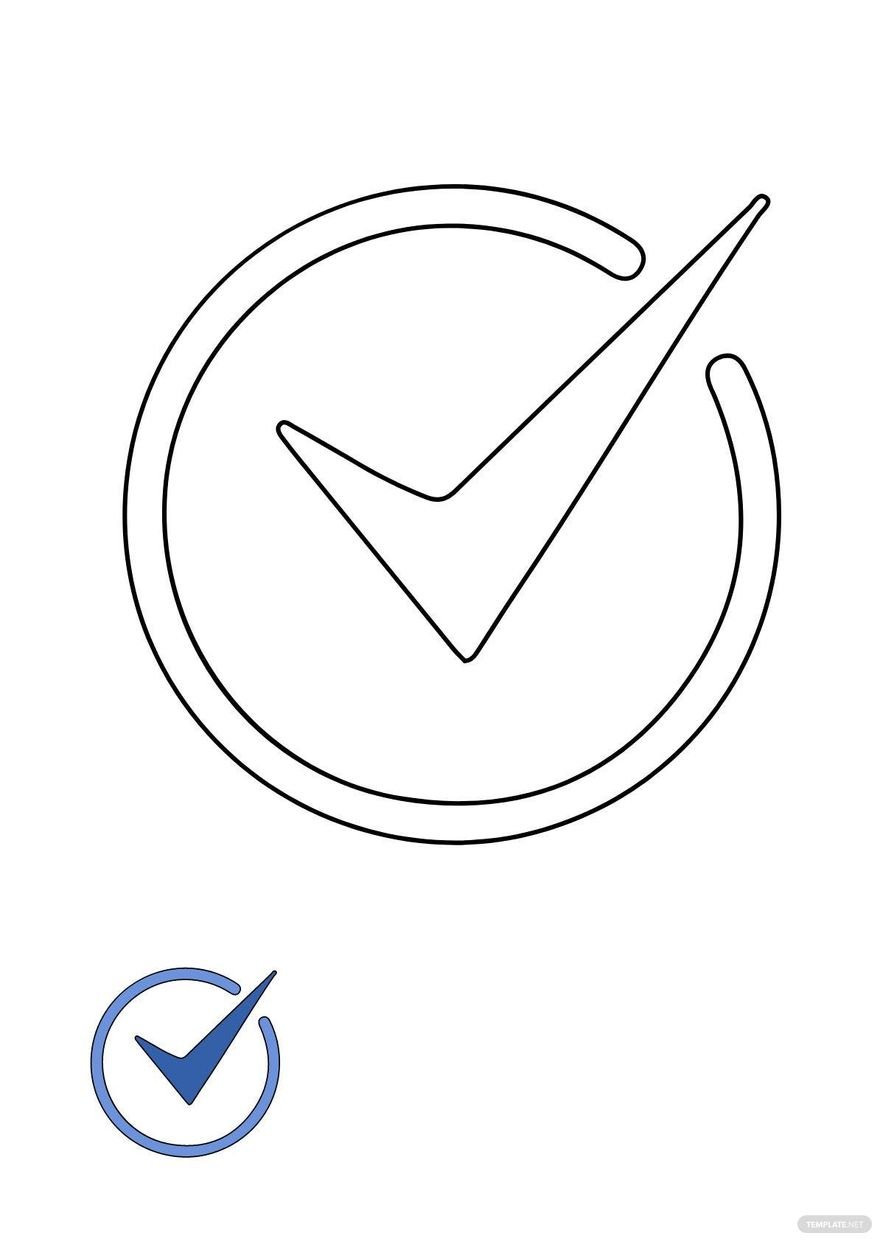 Free Animated Check Mark coloring page in PDF, JPG