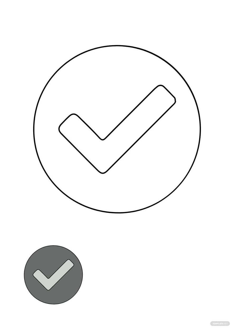 Grey Check Mark coloring page in PDF, JPG