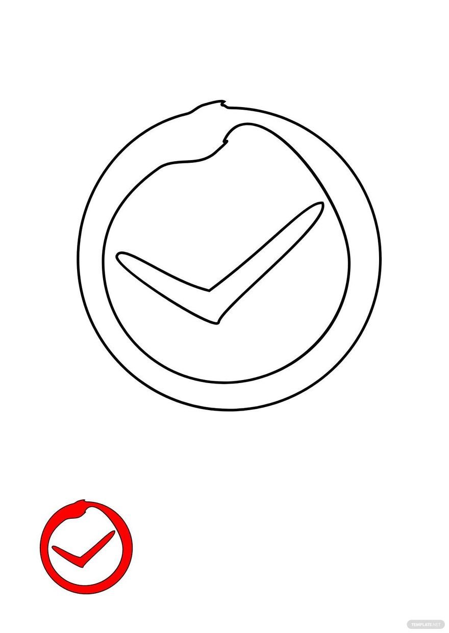 Free Check Mark Doodle coloring page in PDF, JPG