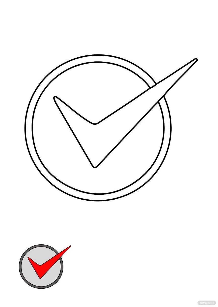 Free Vote Check Mark coloring page in PDF, JPG