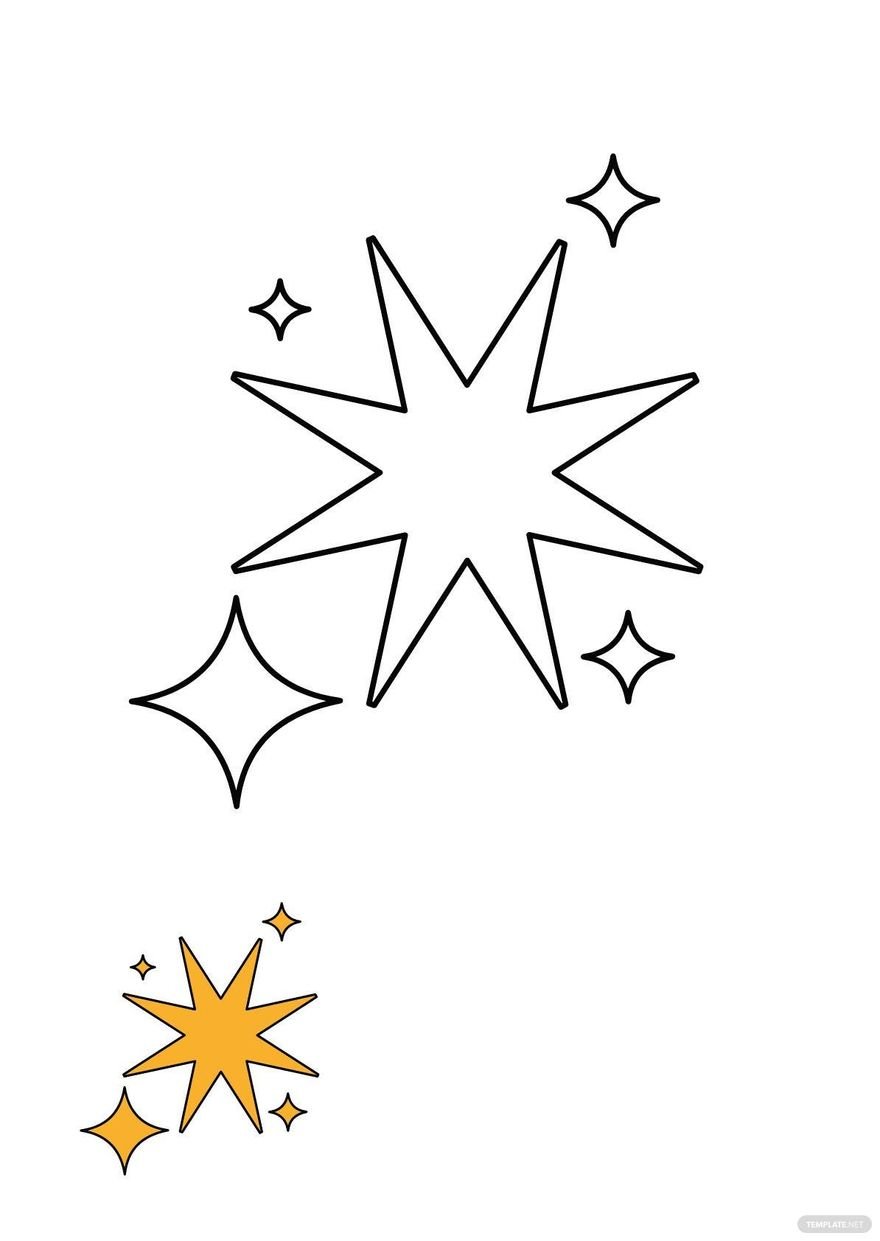 Free Gold Sparkle coloring page in PDF, JPG