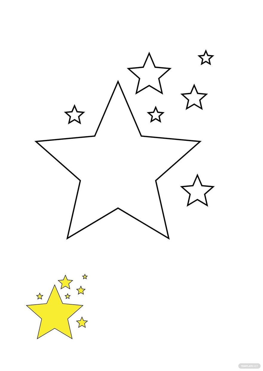Star Sparkle coloring page in PDF, JPG