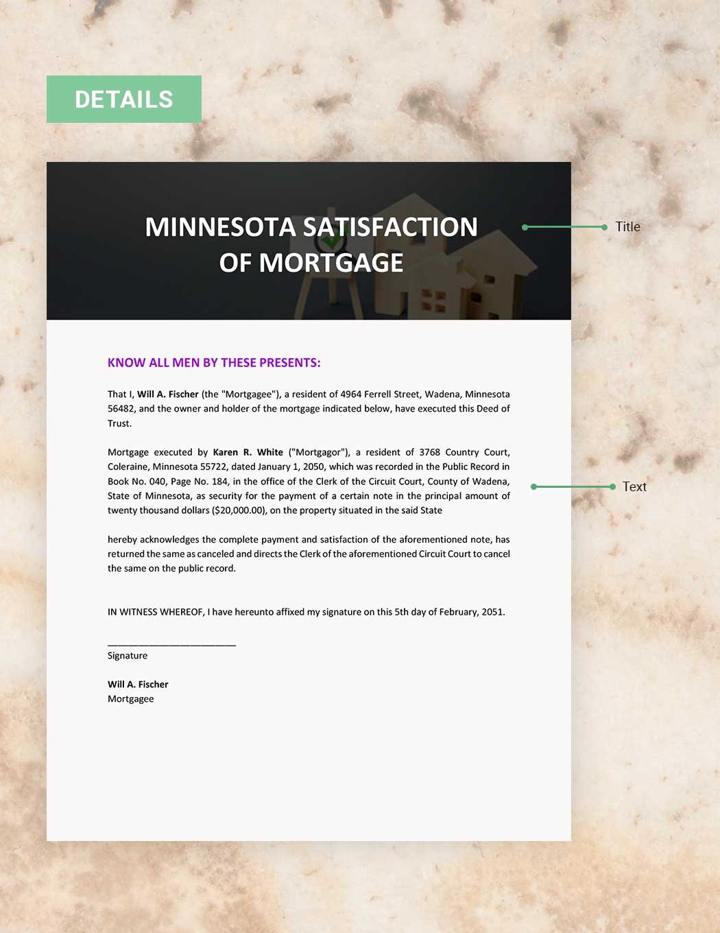 Minnesota Satisfaction Of Mortgage Template