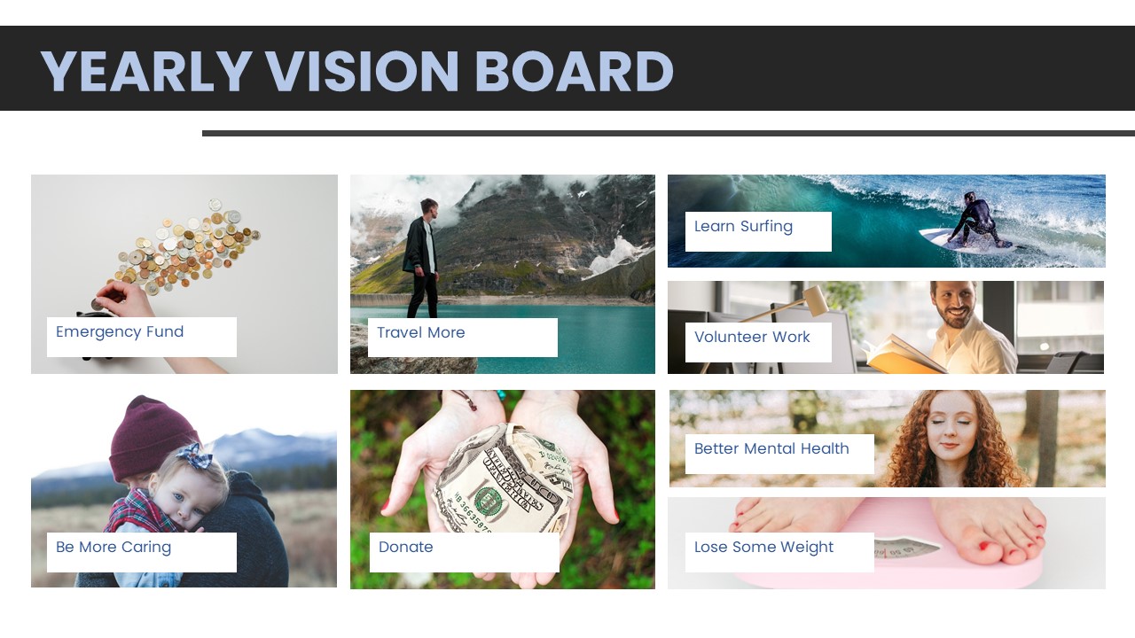 Free Yearly Vision Board Template in Word, Google Docs, Apple Pages, PowerPoint, Publisher, Google Slides