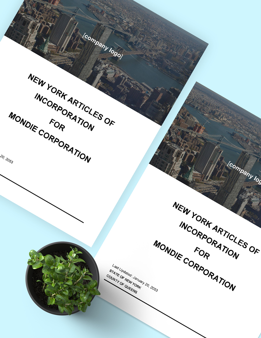 New York Articles Of Incorporation Template