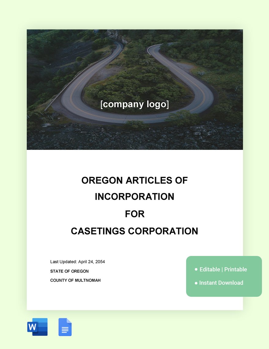 Oregon Articles Of Incorporation Template