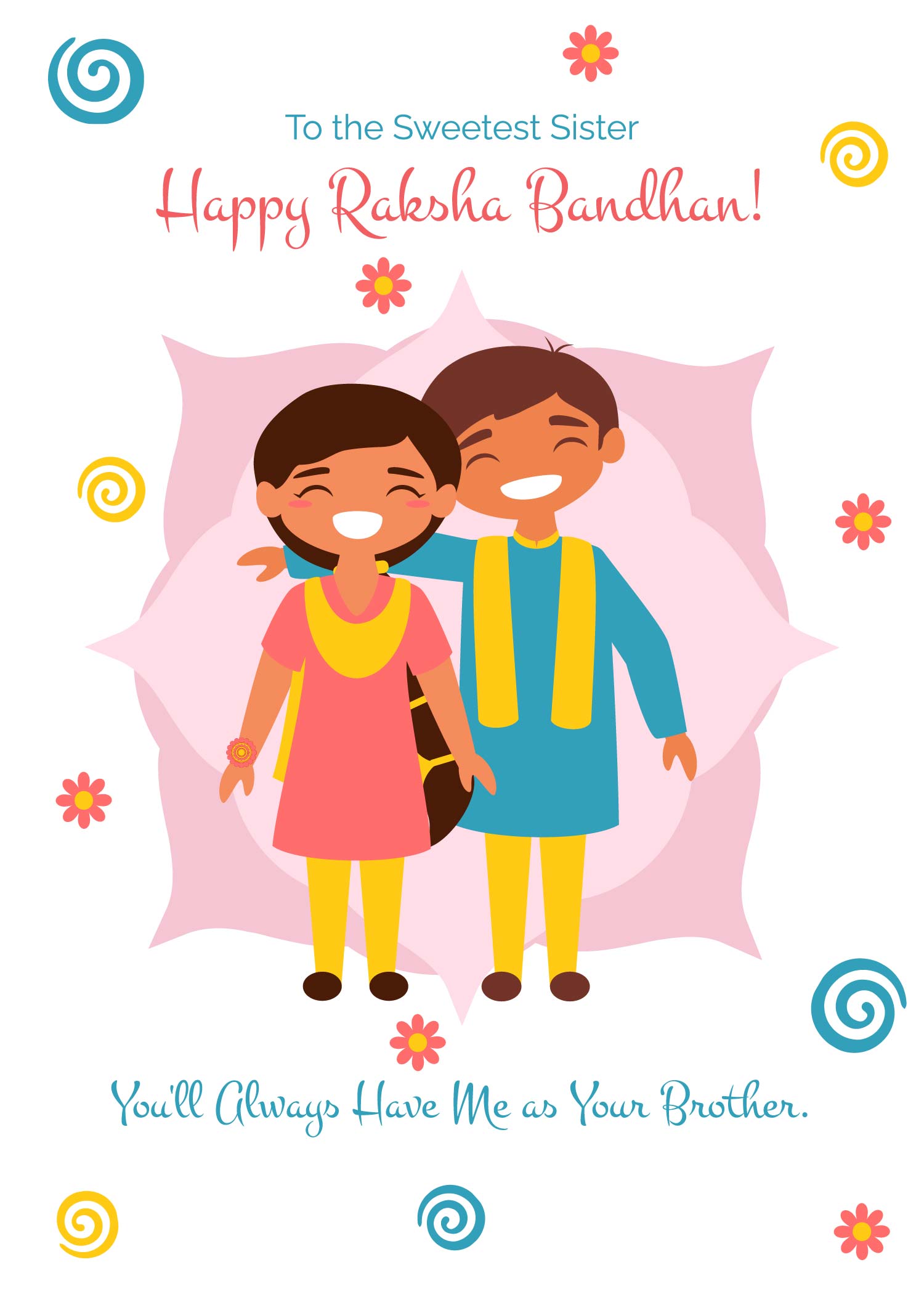 Raksha Bandhan Card For Sister in Word, Google Docs, Illustrator, PSD, Apple Pages, Publisher