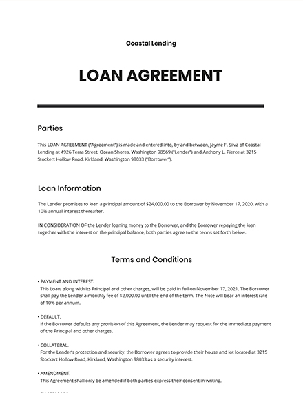 7  FREE Loan Templates Microsoft Word (DOC) Template net