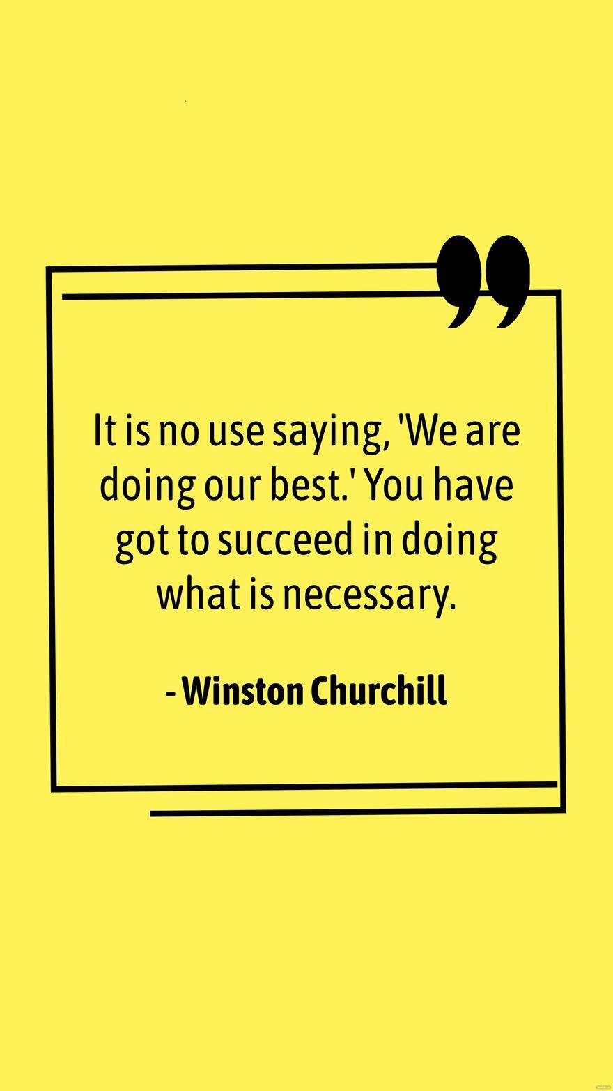 Winston Churchill - It is no use saying, 'We are doing our best.' You have got to succeed in doing what is necessary.