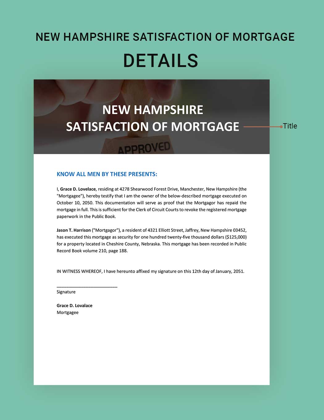 New Hampshire Satisfaction Of Mortgage Template