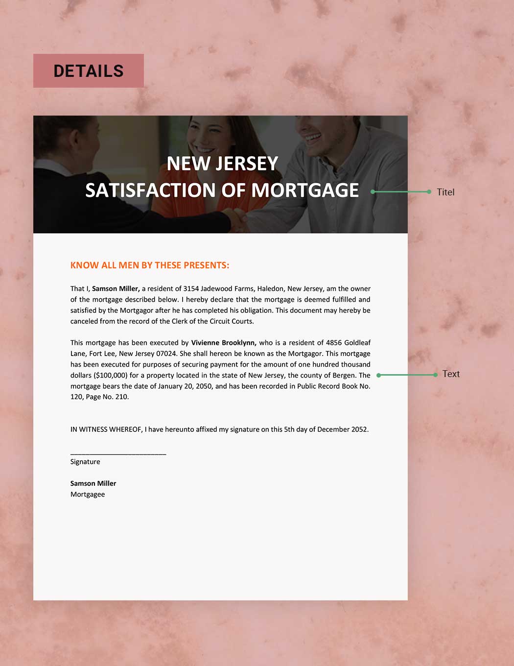 New Jersey Satisfaction Of Mortgage Template