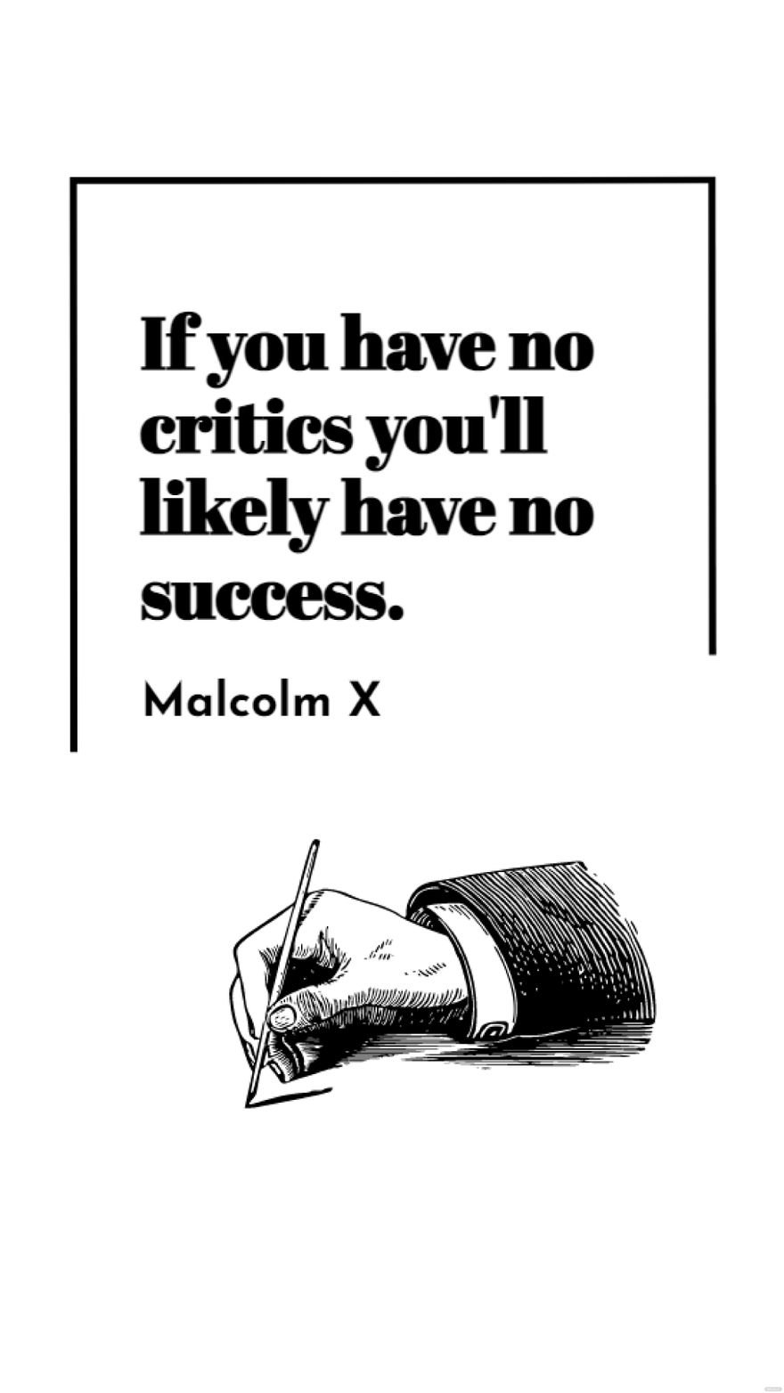 Malcolm X - If you have no critics you'll likely have no success. in JPG