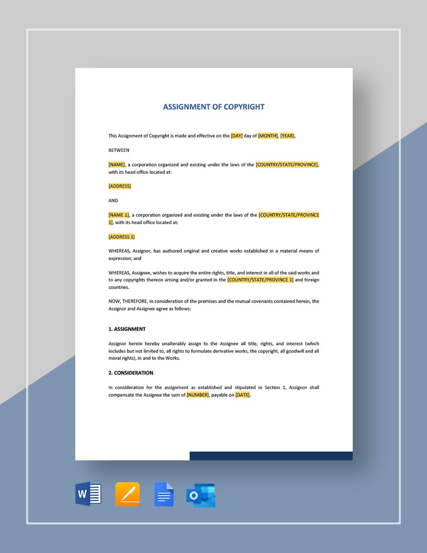 Assignment of Copyright Template