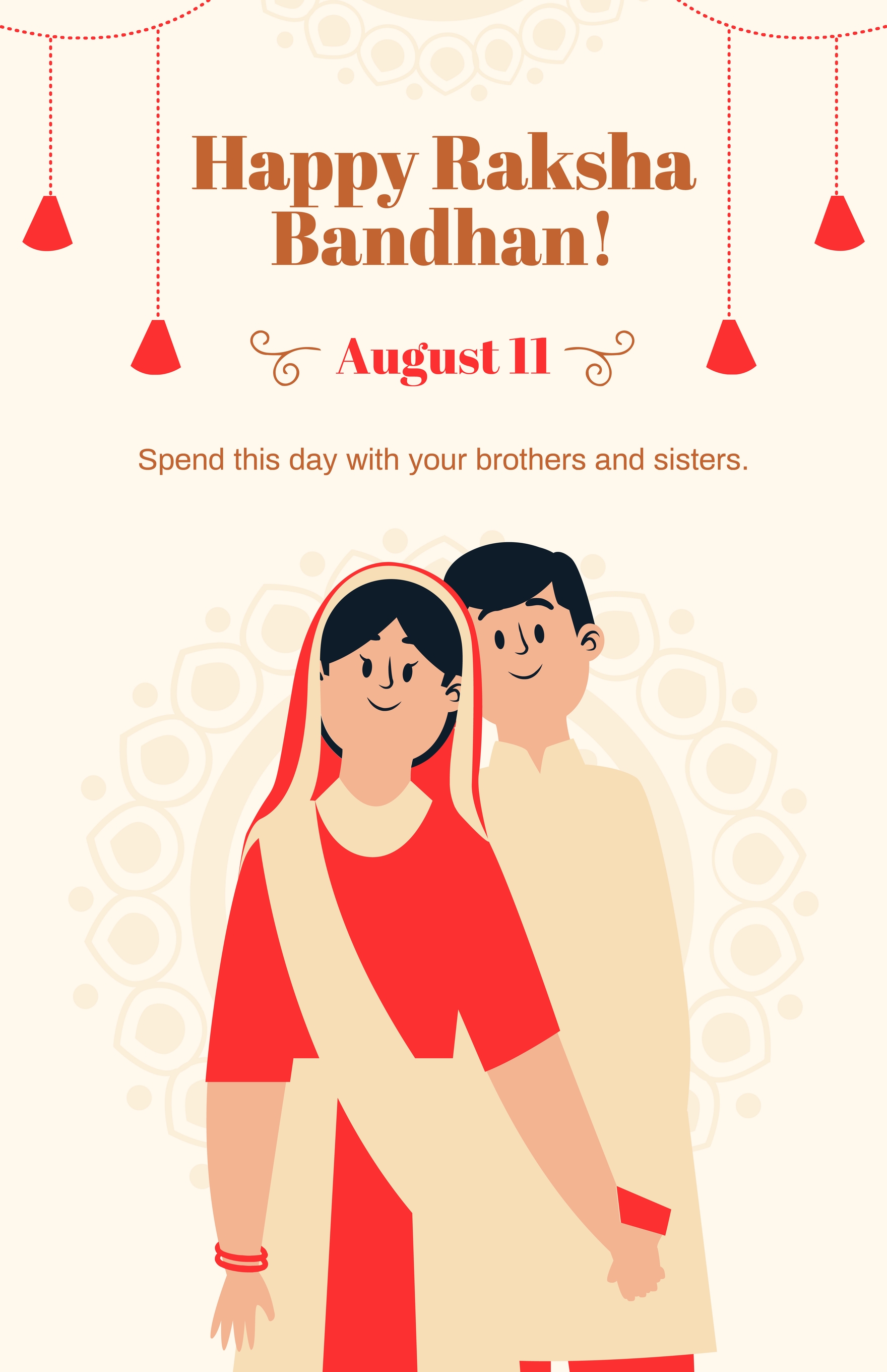 Free Cartoon Raksha Bandhan Poster Template
