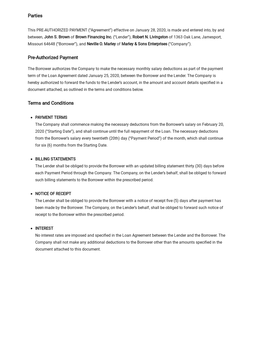 Pre Authorized Draft Example Pre Authorized Payment Examples – SULC