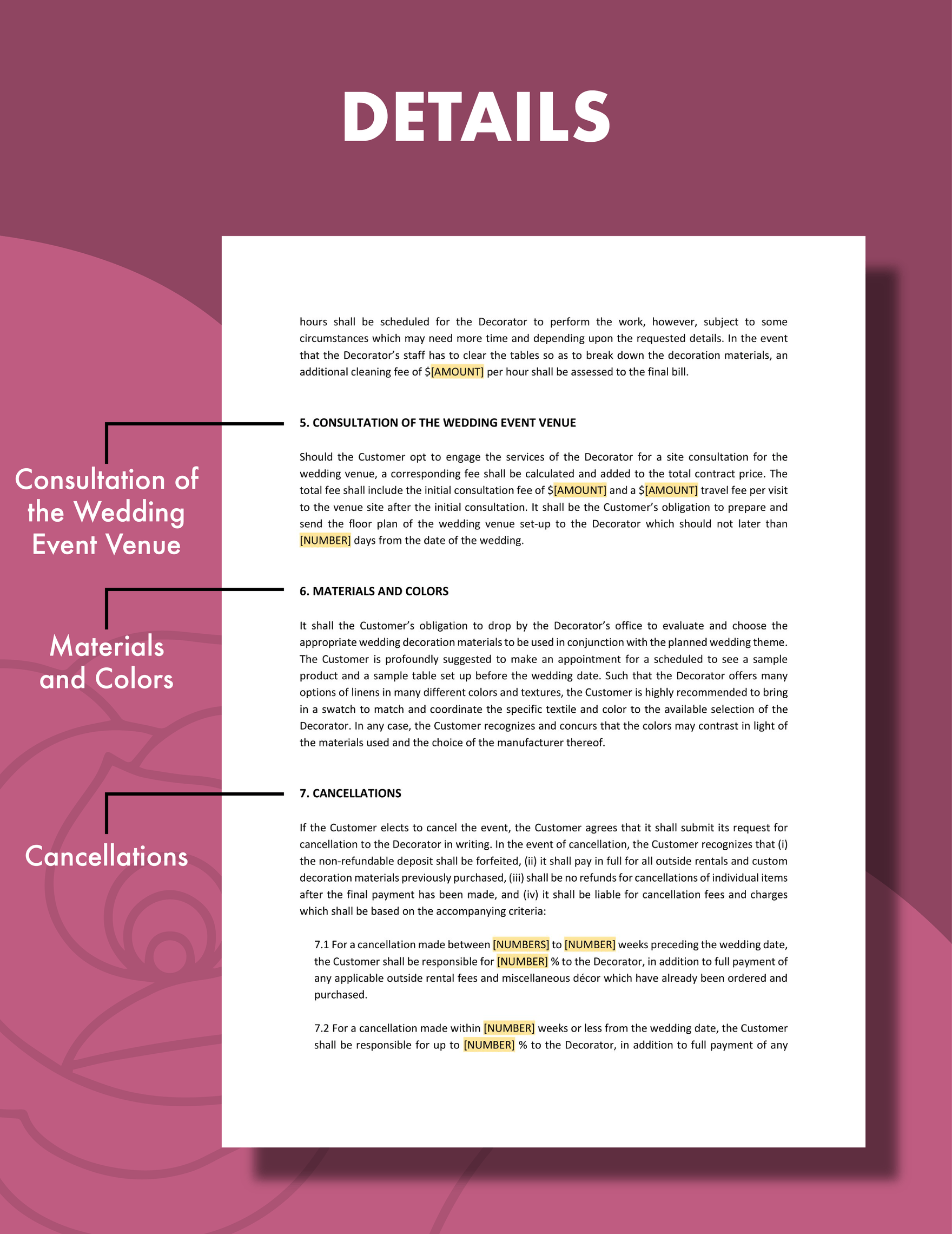 Wedding Decoration Contract Template
