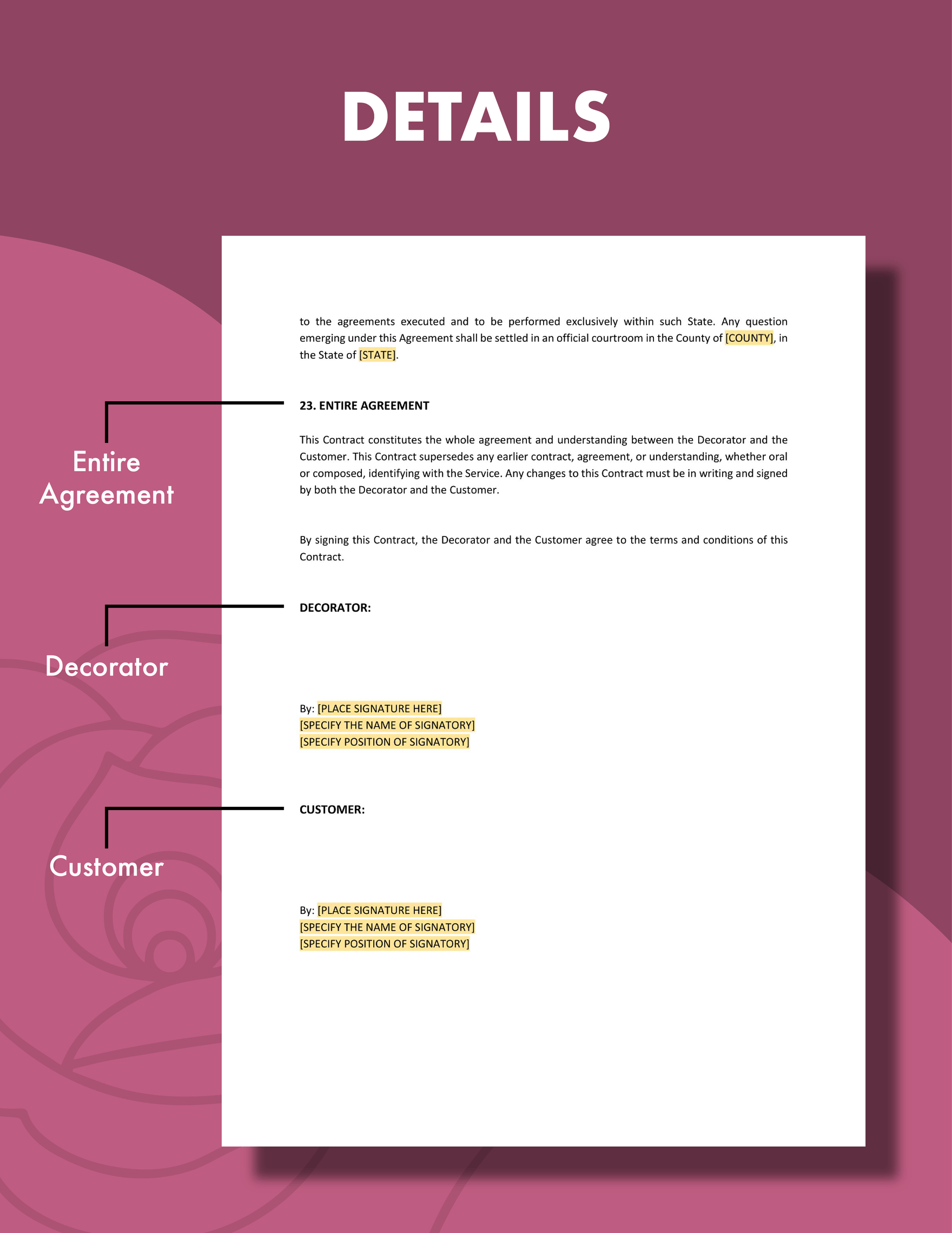 Wedding Decoration Contract Template