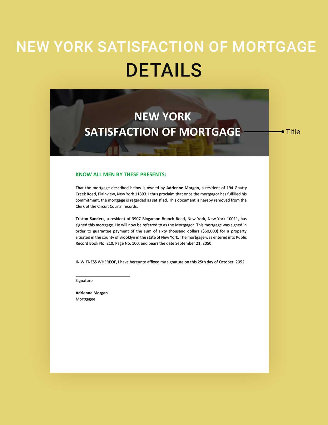 New York Satisfaction Of Mortgage Template