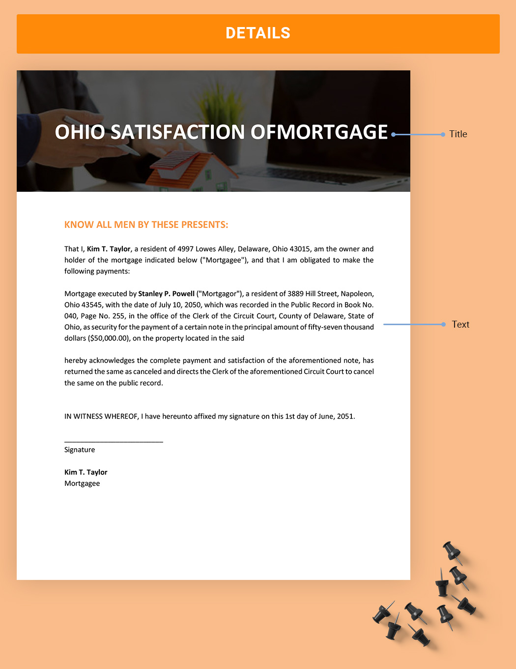 Ohio Satisfaction Of Mortgage Template