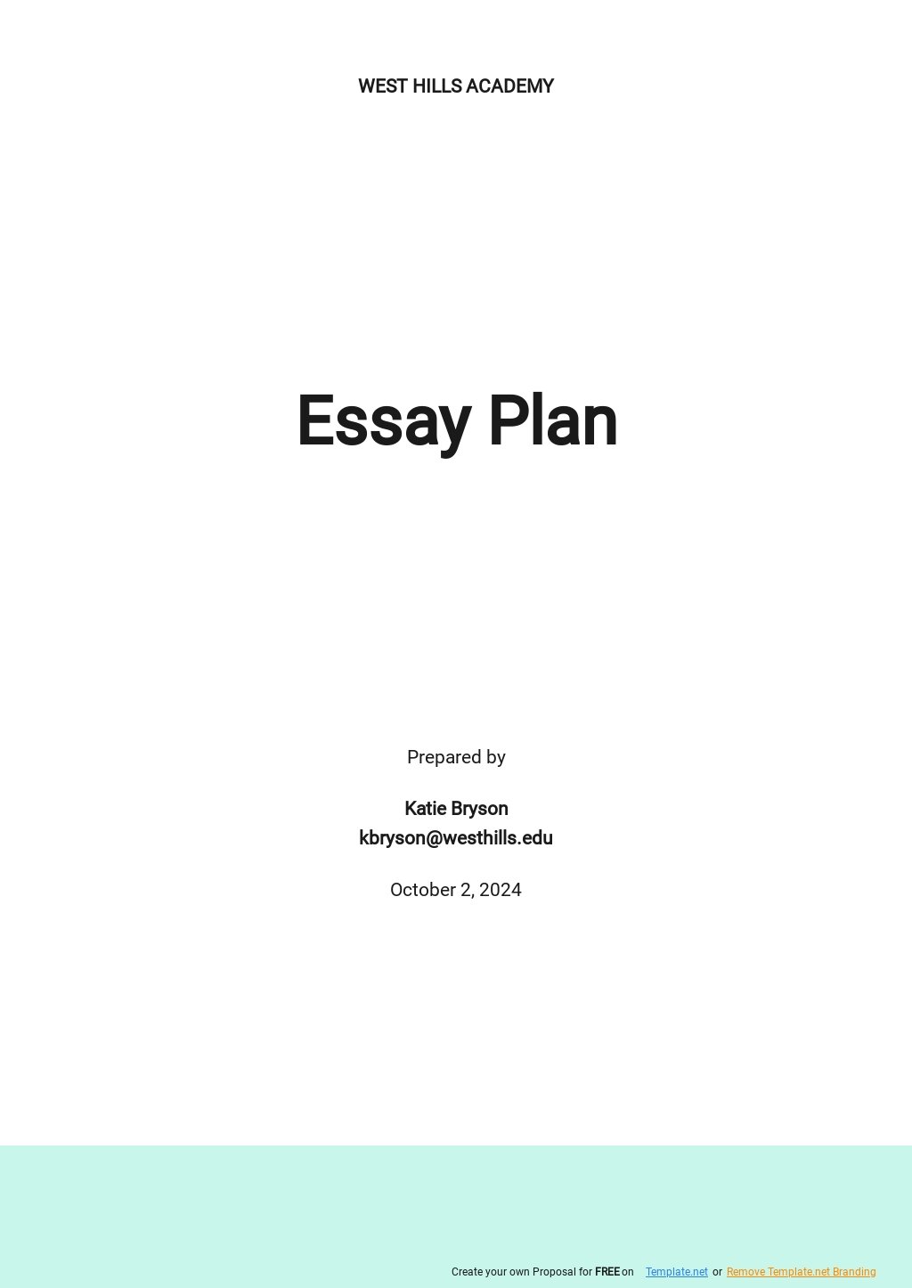 template essay plan