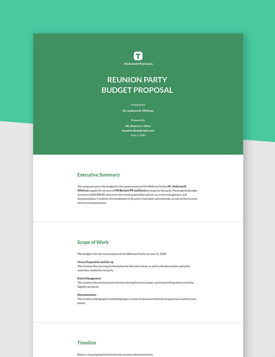 Event Budget Proposal Template