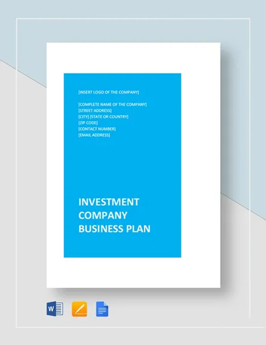 Investment Company Business Plan Template in Word, Google Docs, Apple Pages