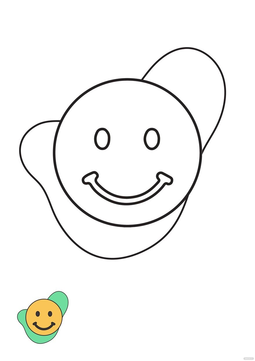 Free Smiley Face coloring page in PDF, JPG