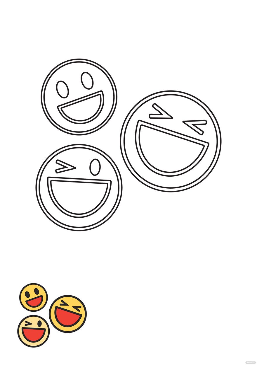 Free Transparent Smiley coloring page in PDF, JPG