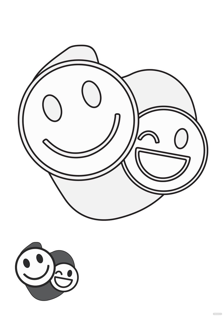 White Smiley coloring page in PDF, JPG