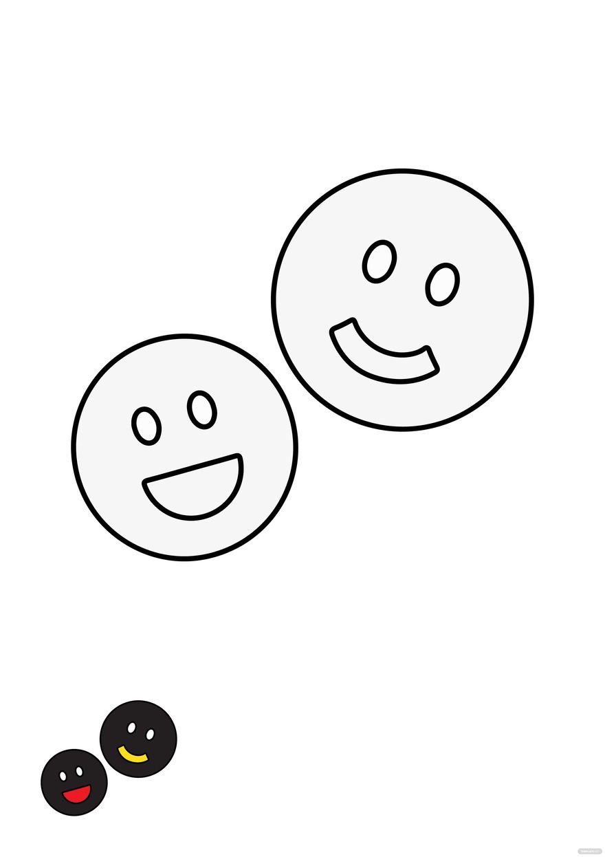 Free Black Smiley coloring page in PDF, JPG