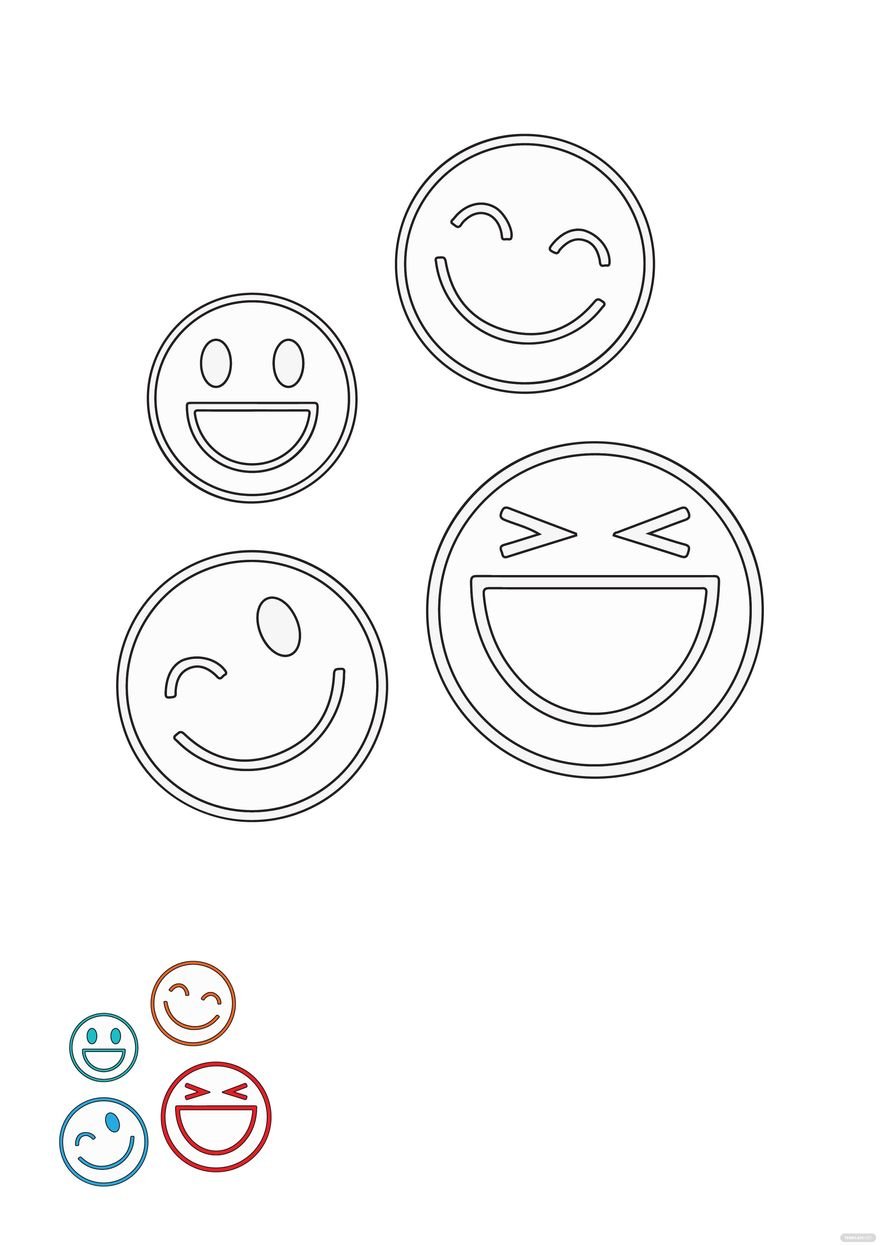 Smiley Outline coloring page in PDF, JPG