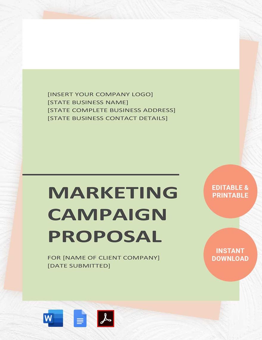 Marketing Campaign Proposal Template in Word, Google Docs, PDF, Apple Pages