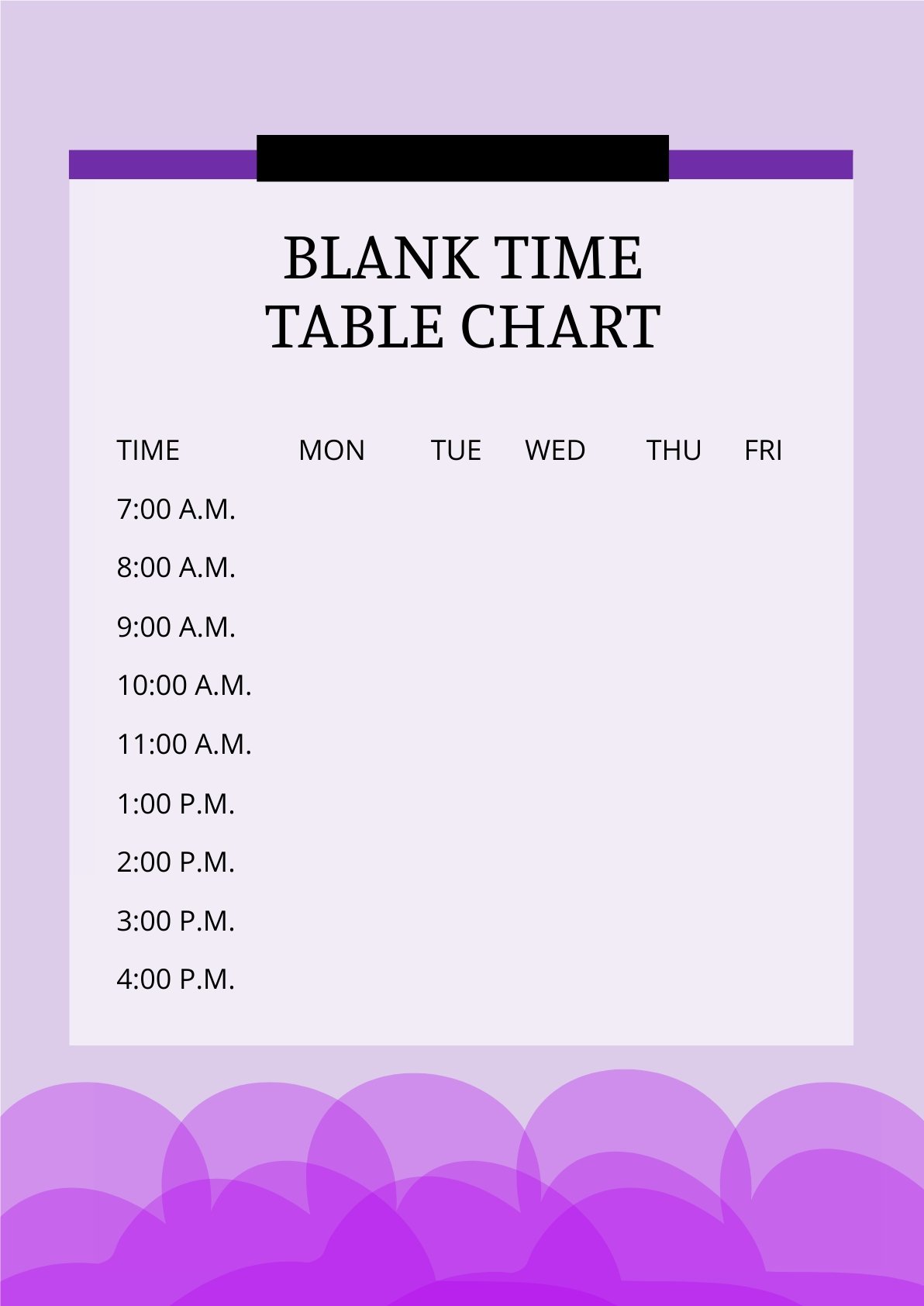 Blank Time Table Chart Template in PDF