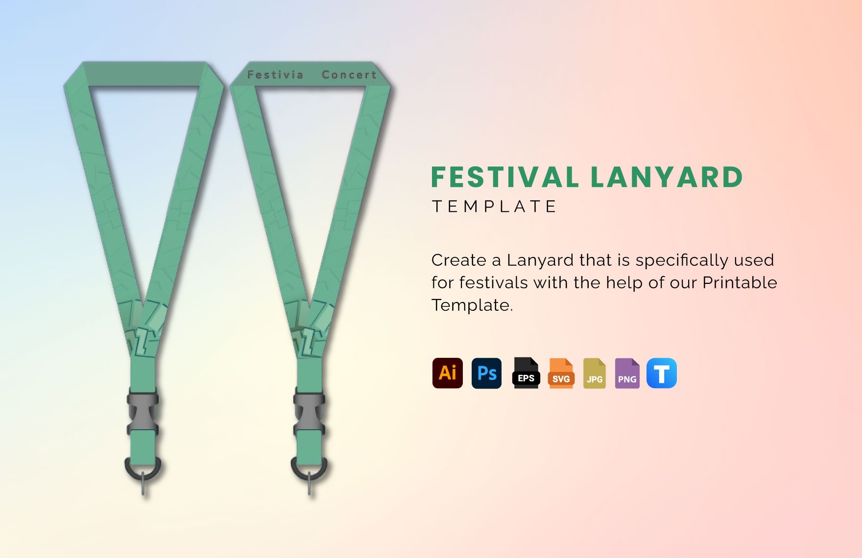 Festival Lanyard Template in Illustrator, PSD, EPS, SVG, JPG, PNG