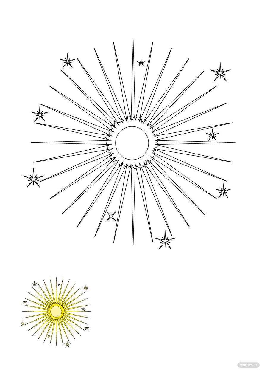 Free Sun Sparkle coloring page in PDF, JPG