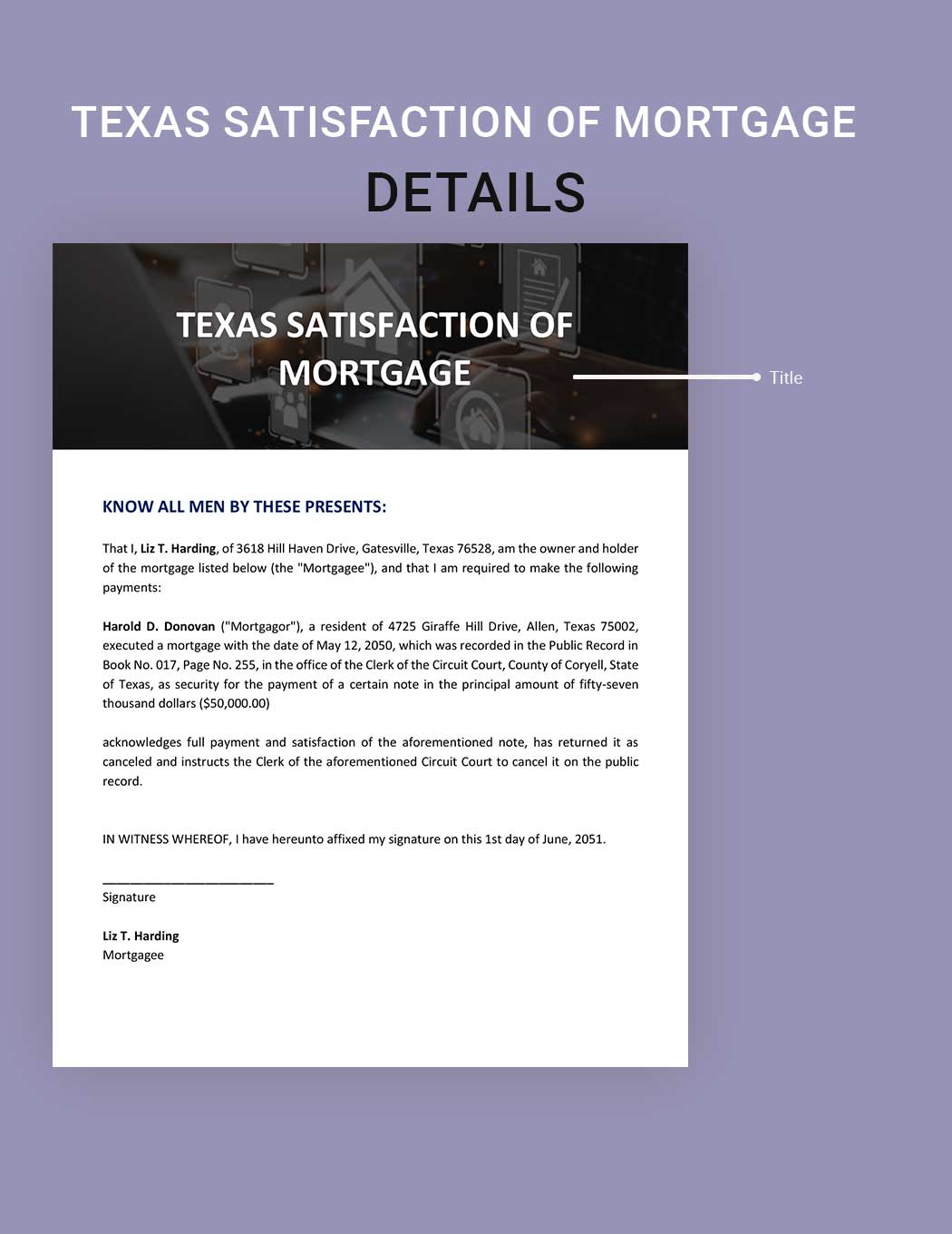 Texas Satisfaction Of Mortgage Template