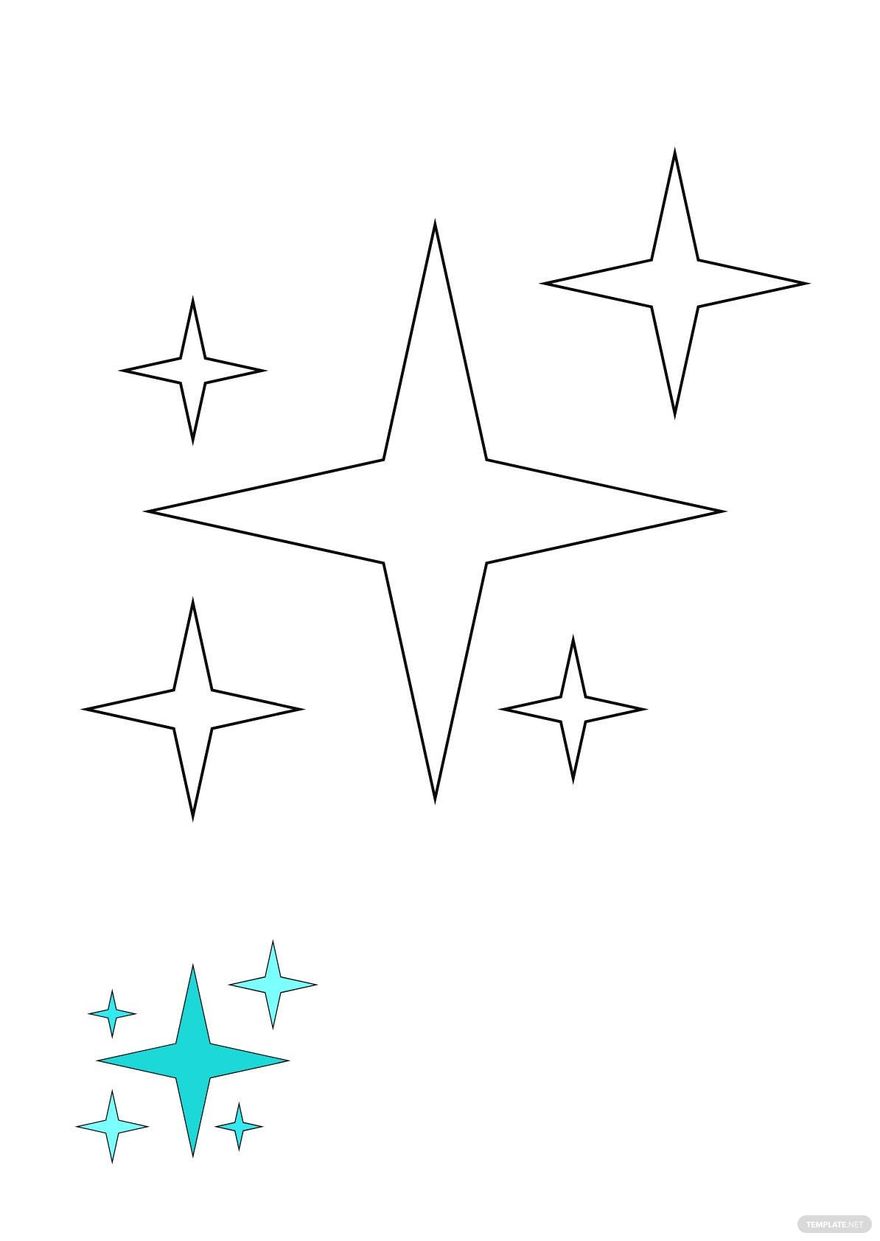 Free Sparkle Shape coloring page in PDF, JPG