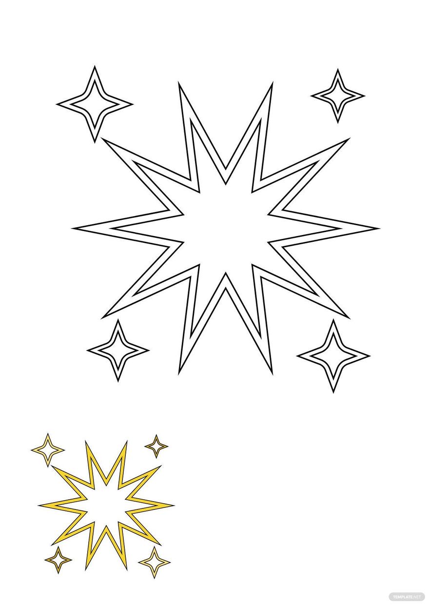 Sparkle Outline coloring page in PDF, JPG