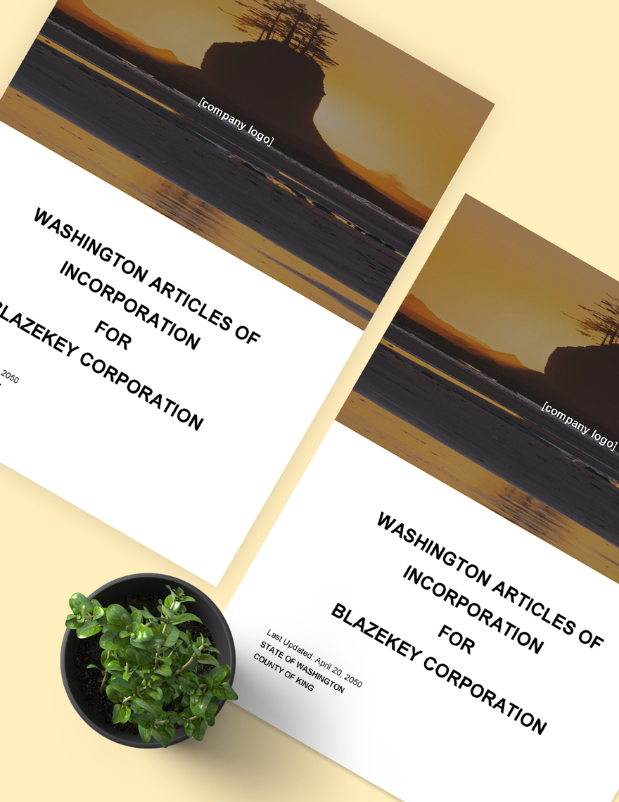 Washington Articles Of Incorporation Template