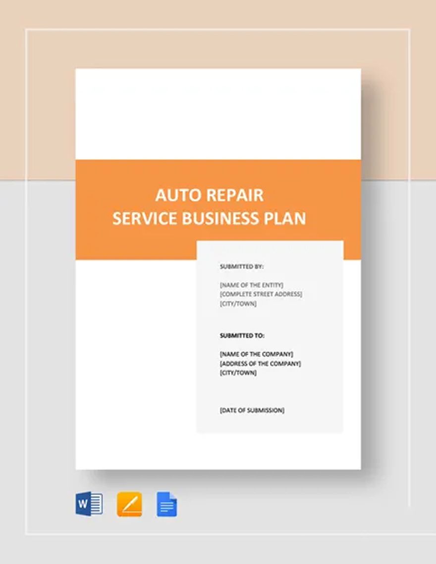 Auto Repair Service Business Plan Template