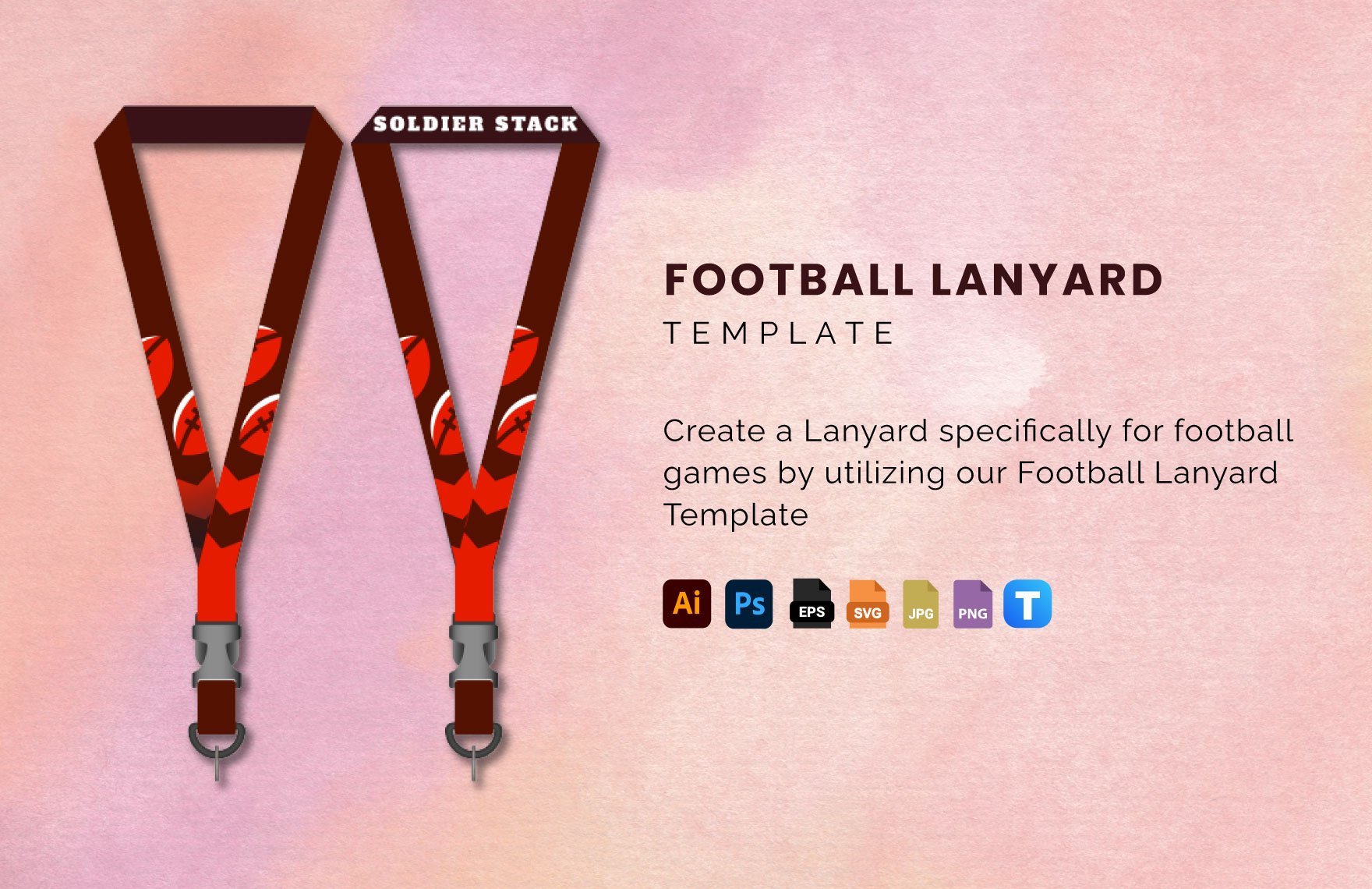 Football Lanyard Template in Illustrator, PSD, EPS, SVG, JPG, PNG
