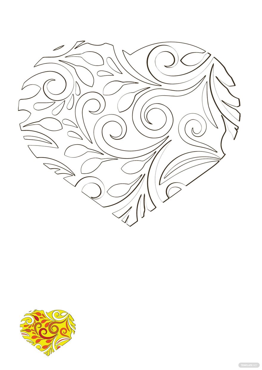 Fancy Heart Shape Coloring Page