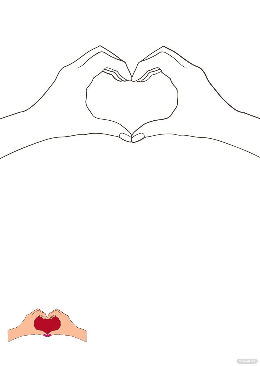 Heart Shaped Hands Coloring Page