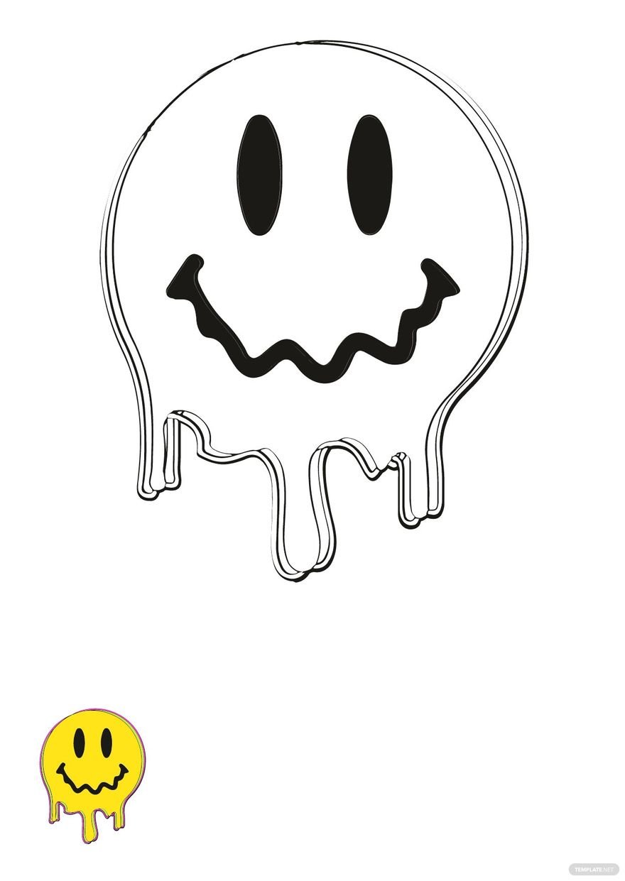 Acid Smiley Coloring Page in PDF